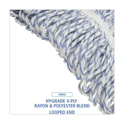 Hot Narrow Floor Finish Rayon/Polyester Mop Head - Large, White/Blue (12/Carton) Cleaning & Janitorial Supplies