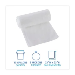 Online 1000-Piece/Carton High-Density 10-Gallon 6-Micron 24 in. x 23 in. Can Liners - Natural Trash & Waste Bins
