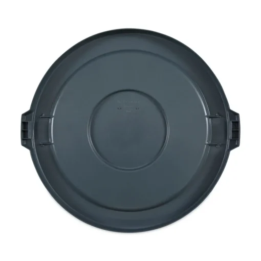 Online Plastic Round Flat-Top Lid for 32 Gallon Waste Receptacles - Gray Cleaning & Janitorial Supplies