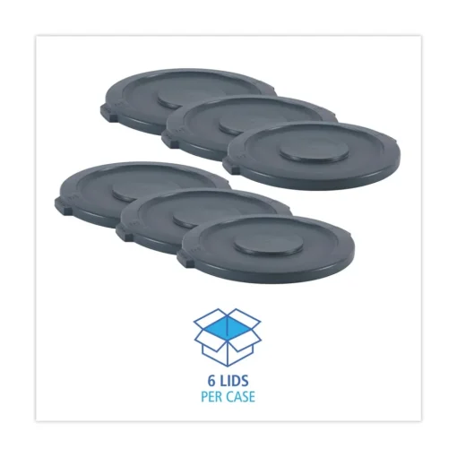 Online Plastic Round Flat-Top Lid for 32 Gallon Waste Receptacles - Gray Cleaning & Janitorial Supplies
