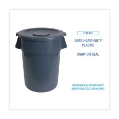 Online Plastic Round Flat-Top Lid for 32 Gallon Waste Receptacles - Gray Cleaning & Janitorial Supplies