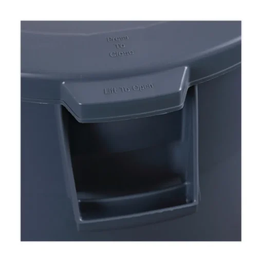 Online Plastic Round Flat-Top Lid for 32 Gallon Waste Receptacles - Gray Cleaning & Janitorial Supplies