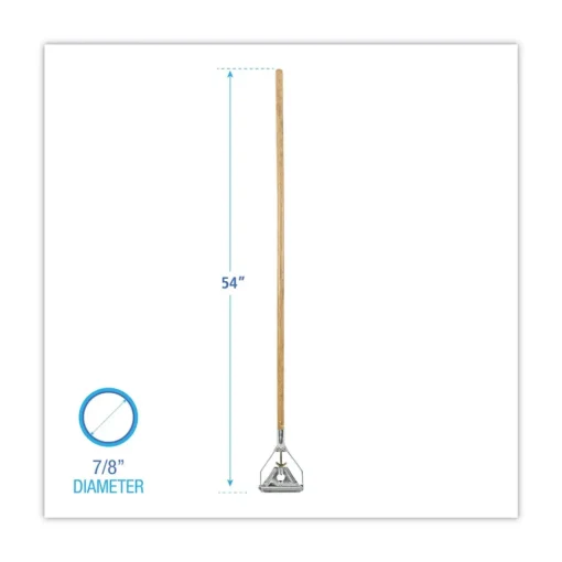Outlet Quick Change 0.88 in. Diameter x 54 in. Metal Head Wooden Mop Handle - Junior, Natural Cleaning & Janitorial Supplies