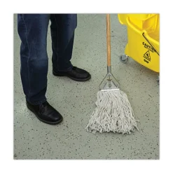 Outlet Quick Change 0.88 in. Diameter x 54 in. Metal Head Wooden Mop Handle - Junior, Natural Cleaning & Janitorial Supplies