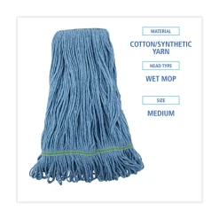 Outlet Super Loop Wet Cotton/Synthetic Mop Head - Medium, Blue Cleaning & Janitorial Supplies