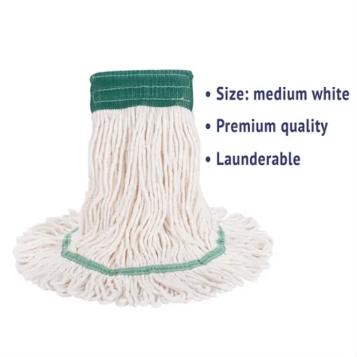 Outlet Super Loop Wet Mop Head with Cotton/Synthetic Fiber and 5 in. Headband - Medium, White (12/Carton) Cleaning & Janitorial Supplies