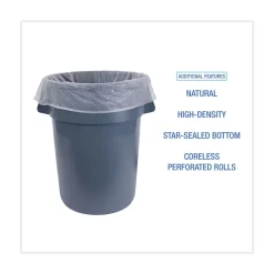 Hot V8046HNKR02 40 in. x 46 in. 45 gal. 13 mic High-Density Can Liners - Natural (250/Carton) Trash & Waste Bins