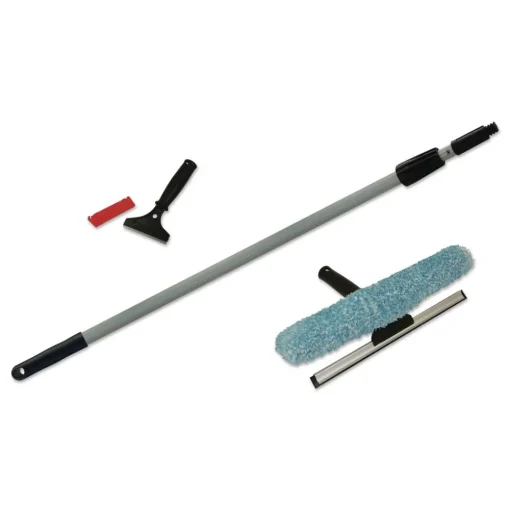 Best Window Cleaning Kit, 12-in Wide Combo Washer/Squeegee, 8 ft Extension Pole, 4-in Wide Scraper with 8-in Handle Cleaning & Janitorial Supplies