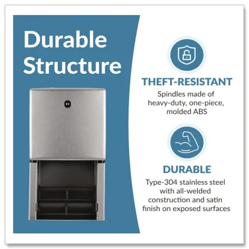 Outlet ConturaSeries 6.08 in. x 5.94 in. x 11 in. Two-Roll Tissue Dispenser - Stainless Steel Cleaning & Janitorial Supplies