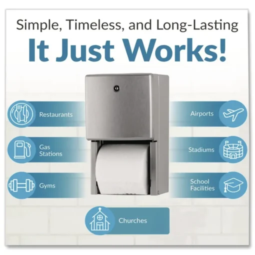 Outlet ConturaSeries 6.08 in. x 5.94 in. x 11 in. Two-Roll Tissue Dispenser - Stainless Steel Cleaning & Janitorial Supplies