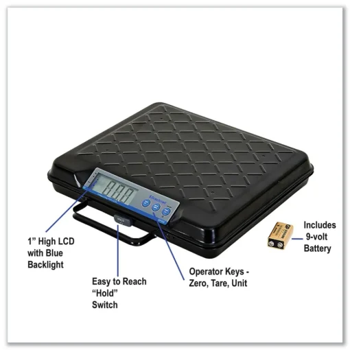 100 lbs. Capacity 12.5 in. x 10.95 in. x 2.2 in. Platform Portable Electronic Utility Bench Scale Mailing, Packing & Shipping