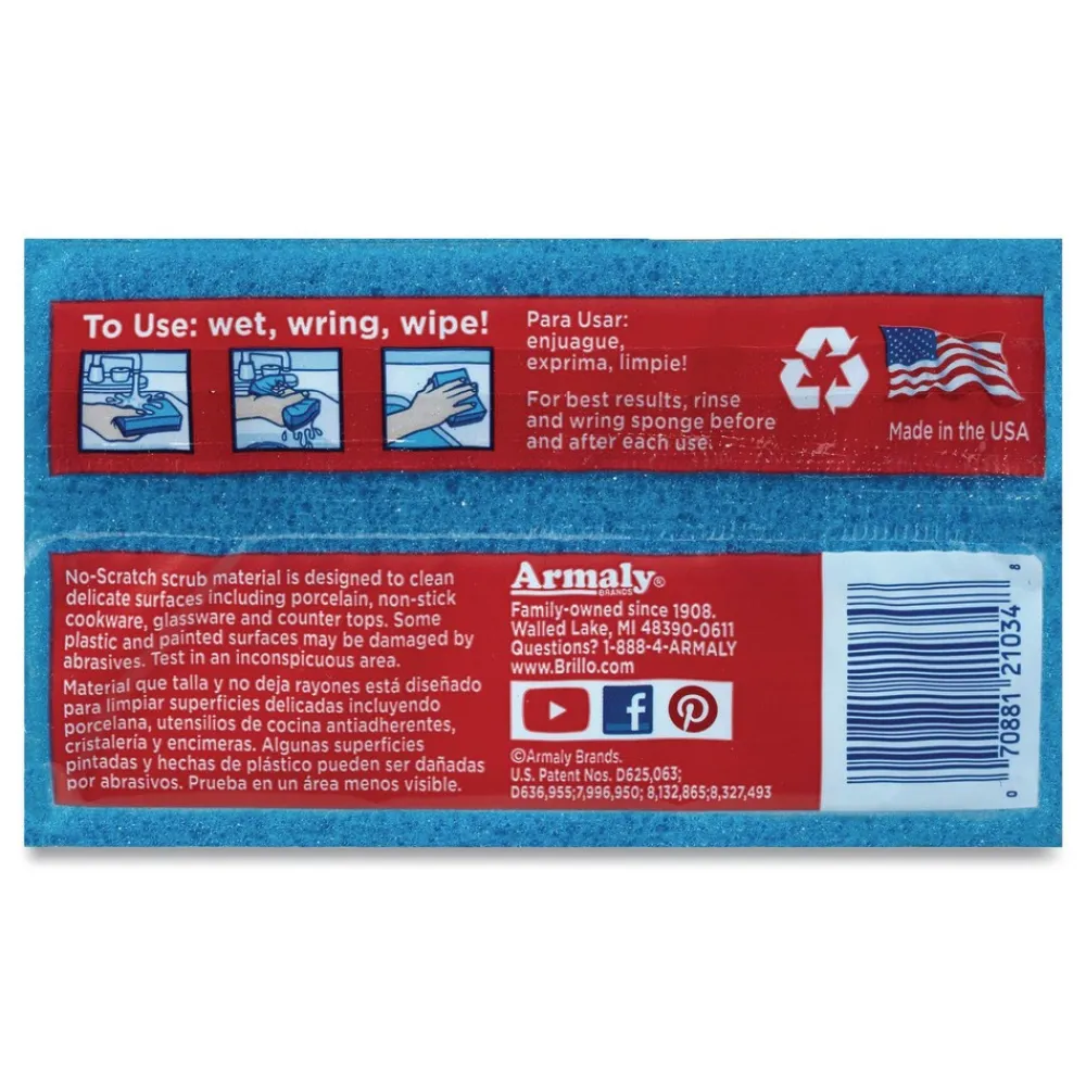Sale Estracell 4.5 in. x 2.75 in. No-Scratch Kitchen Sponges - Blue (8/Carton) Cleaning & Janitorial Supplies