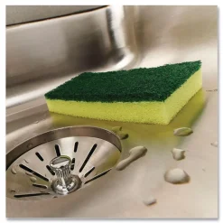 Online Estracell 4.9 in. x 2.9 in. Heavy-Duty Scrub Sponge - Yellow/Green (12/Carton) Cleaning & Janitorial Supplies