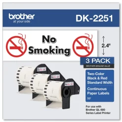 2.44 in. x 50 ft. Continuous Paper Label Tape - White (3/Pack) Labels & Label Makers