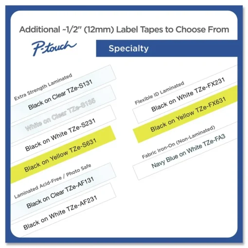 Discount 0.5 in. TZe Series Standard Adhesive Laminated Labeling Tape - Black on White (4/Pack) Tapes & Adhesives