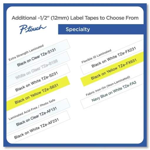 Discount 0.5 in. TZe Series Standard Adhesive Laminated Labeling Tape - Black on White (8/Pack) Tapes & Adhesives