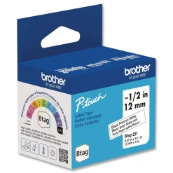 0.47 in. x 13.1 ft. Genuine P-Touch BTAG Label Tapes - Black on White Labels & Label Makers