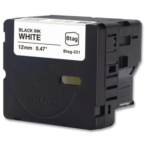 0.47 in. x 13.1 ft. Genuine P-Touch BTAG Label Tapes - Black on White Labels & Label Makers