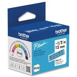 Sale 0.47 in. x 13.1 ft. Genuine P-Touch BTAG Label Tapes - Black on Light Blue Labels & Label Makers