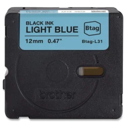 Sale 0.47 in. x 13.1 ft. Genuine P-Touch BTAG Label Tapes - Black on Light Blue Labels & Label Makers