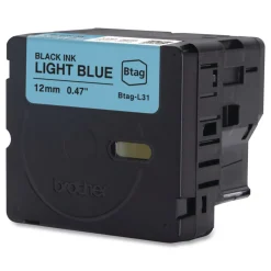 Sale 0.47 in. x 13.1 ft. Genuine P-Touch BTAG Label Tapes - Black on Light Blue Labels & Label Makers
