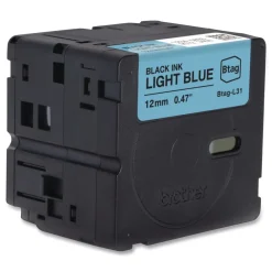 Sale 0.47 in. x 13.1 ft. Genuine P-Touch BTAG Label Tapes - Black on Light Blue Labels & Label Makers