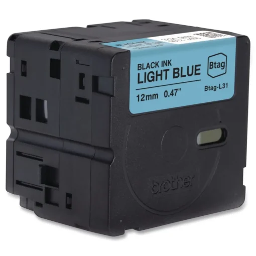 Sale 0.47 in. x 13.1 ft. Genuine P-Touch BTAG Label Tapes - Black on Light Blue Labels & Label Makers