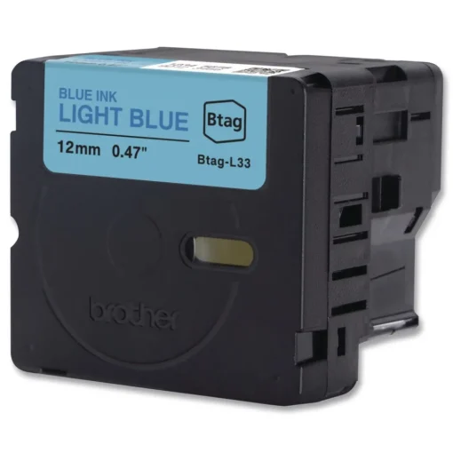 New 0.47 in. x 13.1 ft. Genuine P-Touch BTAG Label Tapes - Blue on Light Blue Labels & Label Makers