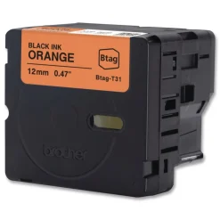 Discount 0.47 in. x 13.1 ft. Genuine P-Touch BTAG Label Tapes - Black on Orange Labels & Label Makers