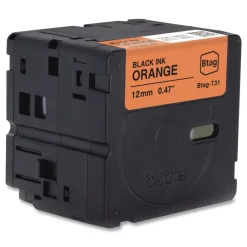 Discount 0.47 in. x 13.1 ft. Genuine P-Touch BTAG Label Tapes - Black on Orange Labels & Label Makers