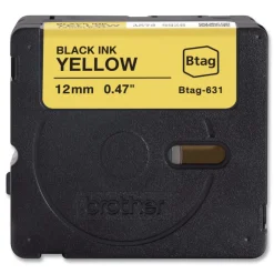 New 0.47 in. x 13.1 ft. Genuine P-Touch BTAG Label Tapes - Black on Yellow Labels & Label Makers