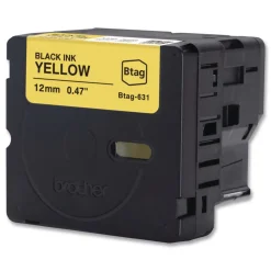 New 0.47 in. x 13.1 ft. Genuine P-Touch BTAG Label Tapes - Black on Yellow Labels & Label Makers