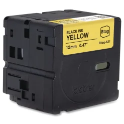 New 0.47 in. x 13.1 ft. Genuine P-Touch BTAG Label Tapes - Black on Yellow Labels & Label Makers