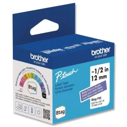 0.47 in. x 13.1 ft. Genuine P-Touch BTAG Label Tapes - White on Purple Labels & Label Makers