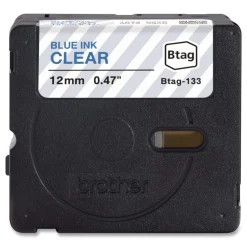 Sale 0.47 in. x 13.1 ft. Genuine P-Touch BTAG Label Tapes - Blue on Clear Labels & Label Makers