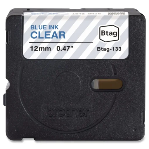 Sale 0.47 in. x 13.1 ft. Genuine P-Touch BTAG Label Tapes - Blue on Clear Labels & Label Makers