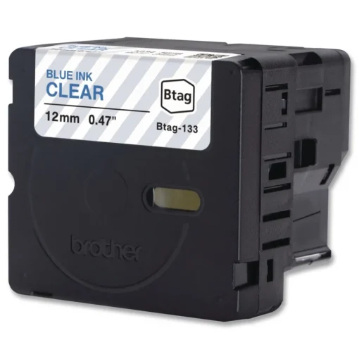 Sale 0.47 in. x 13.1 ft. Genuine P-Touch BTAG Label Tapes - Blue on Clear Labels & Label Makers