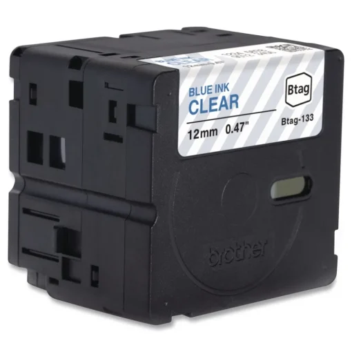 Sale 0.47 in. x 13.1 ft. Genuine P-Touch BTAG Label Tapes - Blue on Clear Labels & Label Makers