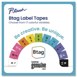 Clearance 0.47 in. x 13.1 ft. Genuine P-Touch BTAG Label Tapes - White on Clear, Black on White, White on Black Labels & Label Makers