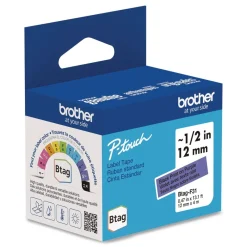 Outlet 0.47 in. x 13.1 ft. Genuine P-Touch BTAG Label Tapes - Black on Purple Labels & Label Makers