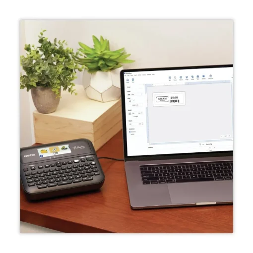 P-Touch 10.2 in. x 4.8 in. x 12.6 in. 30 mm/s Print Speed Business Professional Connected Label Maker Labels & Label Makers