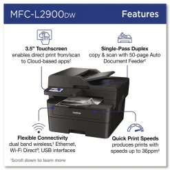 Clearance Wireless MFC-L2900DW Compact Monochrome AIO Laser Printer Copy/Fax/Print/Scan Office Electronics & Batteries