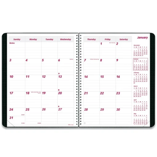 Clearance 14-Month: Dec 2025 to Jan 2027 8.88 in. x 7.13 in. DuraFlex Planner - Black Cover Calendars & Planners