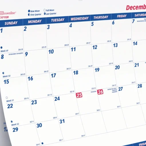 Best 14-Month: Dec 2025 to Jan 2027 12.25 in. x 27 in. Three-Month Wall Calendar - White/Blue Sheets Calendars & Planners