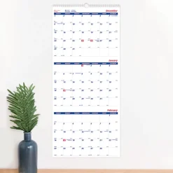 Best 14-Month: Dec 2025 to Jan 2027 12.25 in. x 27 in. Three-Month Wall Calendar - White/Blue Sheets Calendars & Planners