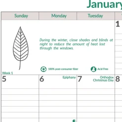 Clearance 12-Month (Jan to Dec): 2026 12 in. x 17 in. EcoLogix Artwork Monthly Wall Calendar - White/Green Sheets Calendars & Planners