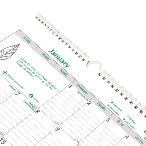 Clearance 12-Month (Jan to Dec): 2026 12 in. x 17 in. EcoLogix Artwork Monthly Wall Calendar - White/Green Sheets Calendars & Planners