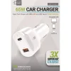 New 60 Watts Two 3 A Ports PD Car Charger - White Office Electronics & Batteries