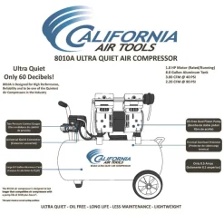 Outlet 1 HP 8 Gallon Ultra Quiet and Oil-Free Aluminum Tank Wheelbarrow Air Compressor Air Compressors
