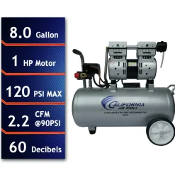 Outlet 1 HP 8 Gallon Ultra Quiet and Oil-Free Aluminum Tank Wheelbarrow Air Compressor Air Compressors